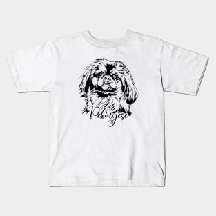 Funny Proud Pekingese dog portrait dog lover Kids T-Shirt